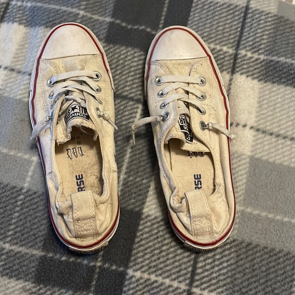 Converse size 7.5 white slip on